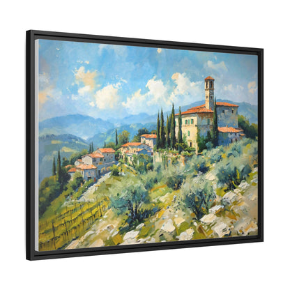 Tuscan Village on Hill - Captivating Italian Landscape Canvas Print for Timeless Home Décor