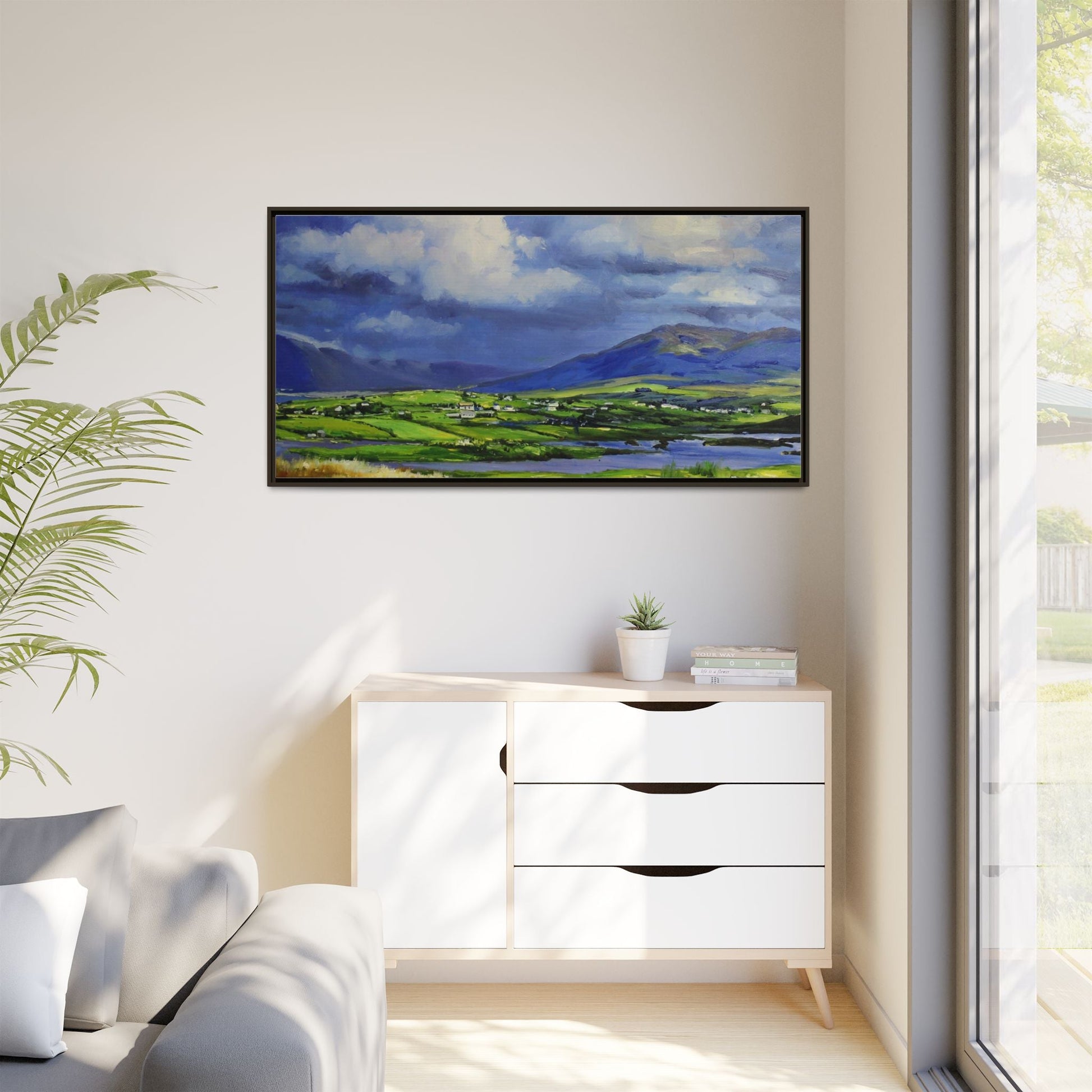 Connemara Fields - Stunning Irish landscape canvas print showcasing the serene beauty of Connemara's fields.