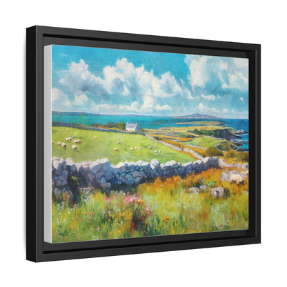 Far Flung Shores W.COL wall art featuring a serene coastal landscape, printed on high-quality canvas with a premium pinewood frame.