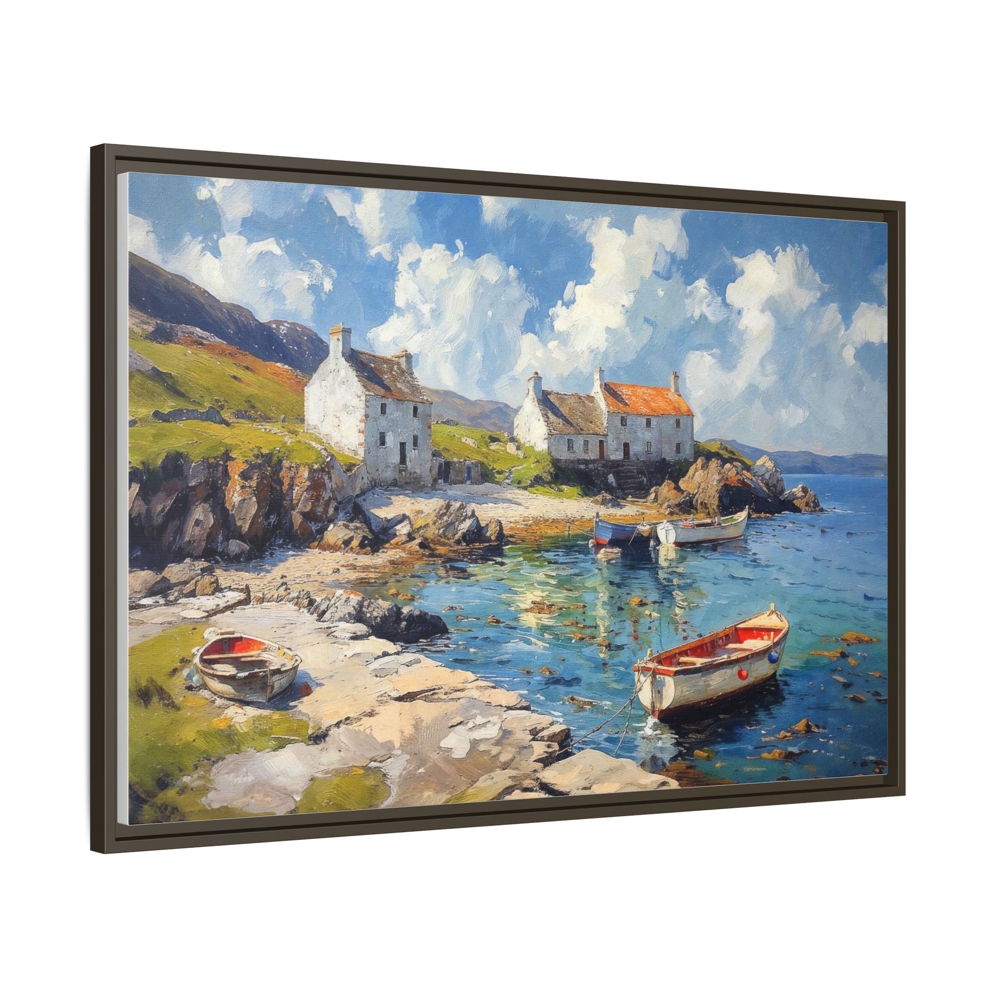 Island Harbour Coastal Landscape - Serene Wall Art Print for Home Décor