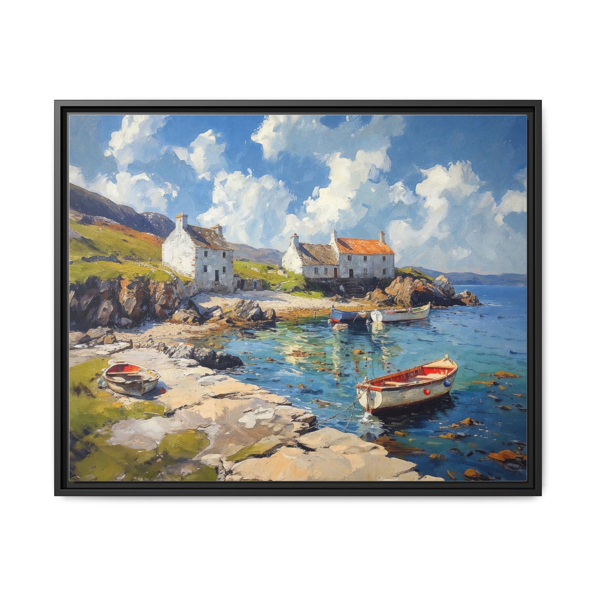 Island Harbour Coastal Landscape - Serene Wall Art Print for Home Décor