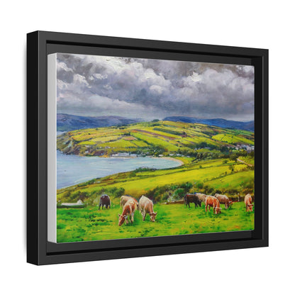 Cushendun Hills wall art showcasing rolling hills and scenic Irish landscapes, framed in high-quality materials for an elegant look.