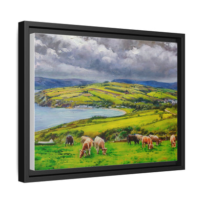 Cushendun Hills wall art showcasing rolling hills and scenic Irish landscapes, framed in high-quality materials for an elegant look.