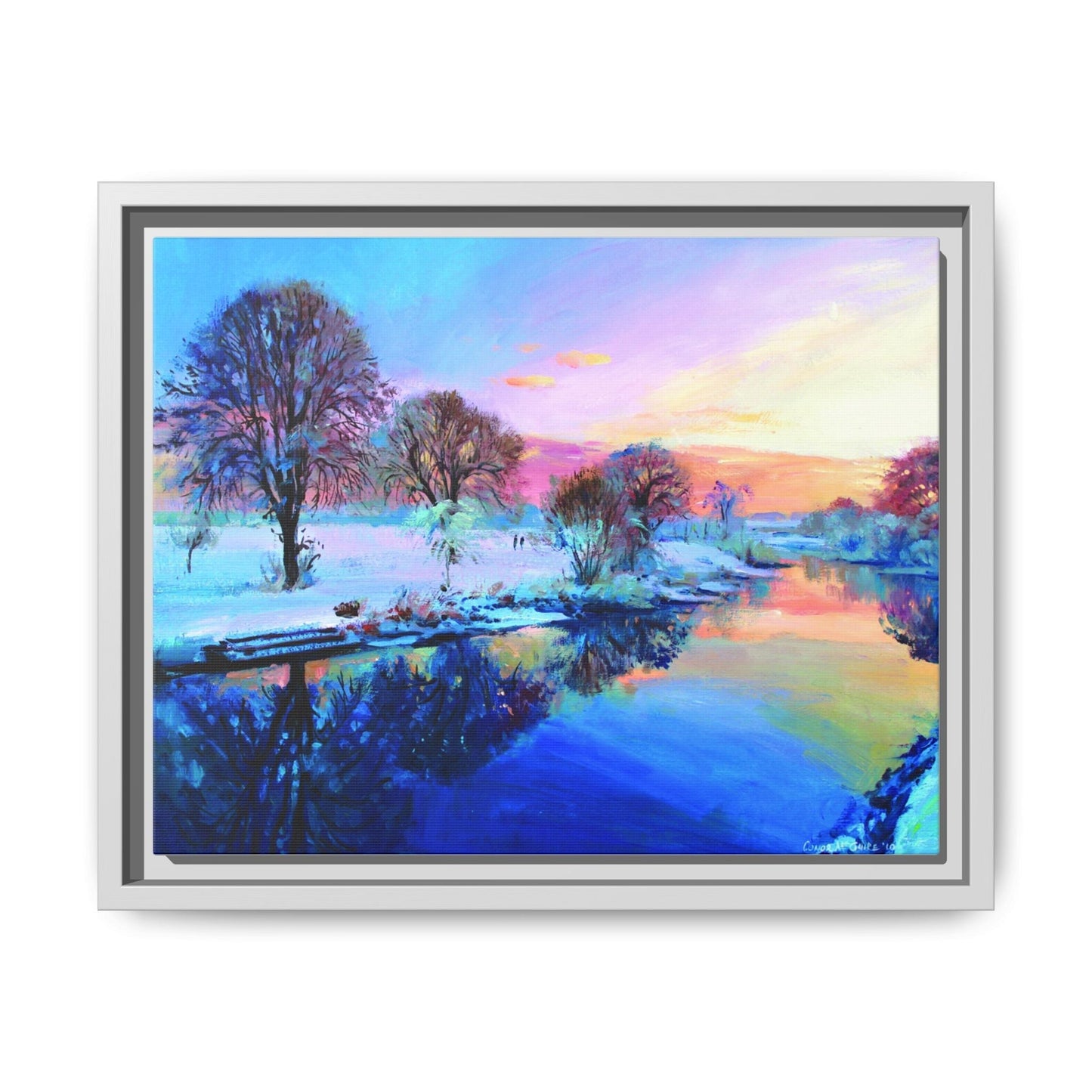 Winter Trees framed art – Premium pinewood frame with a cotton-polyester canvas print, featuring a protective coating for lasting beauty and timeless décor.