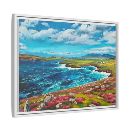 Dingle Peninsula wall art featuring a scenic view of Ireland's rugged coastline, printed on high-quality canvas with a premium frame.