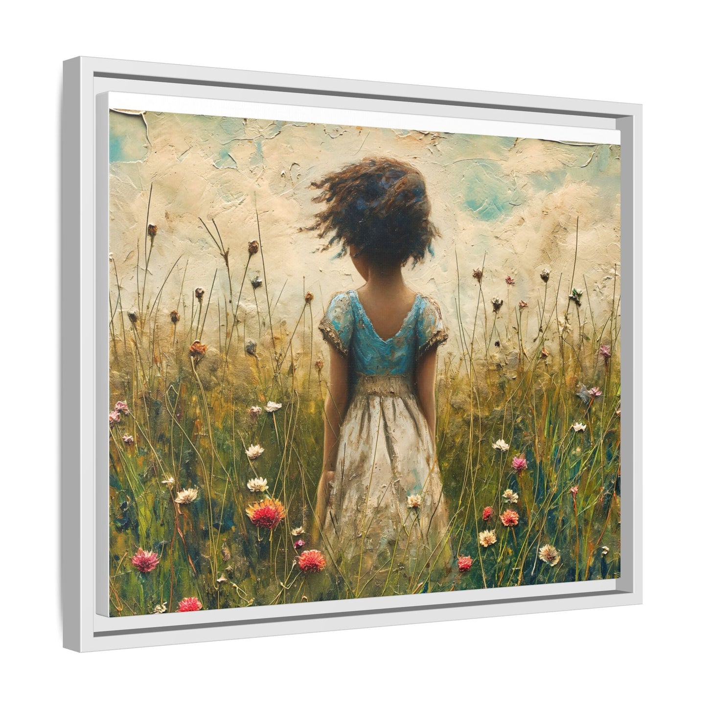 Young Girl In Flowers Wall Art - Graceful Portrait of Girl Surrounded by Flowers for Home Décor