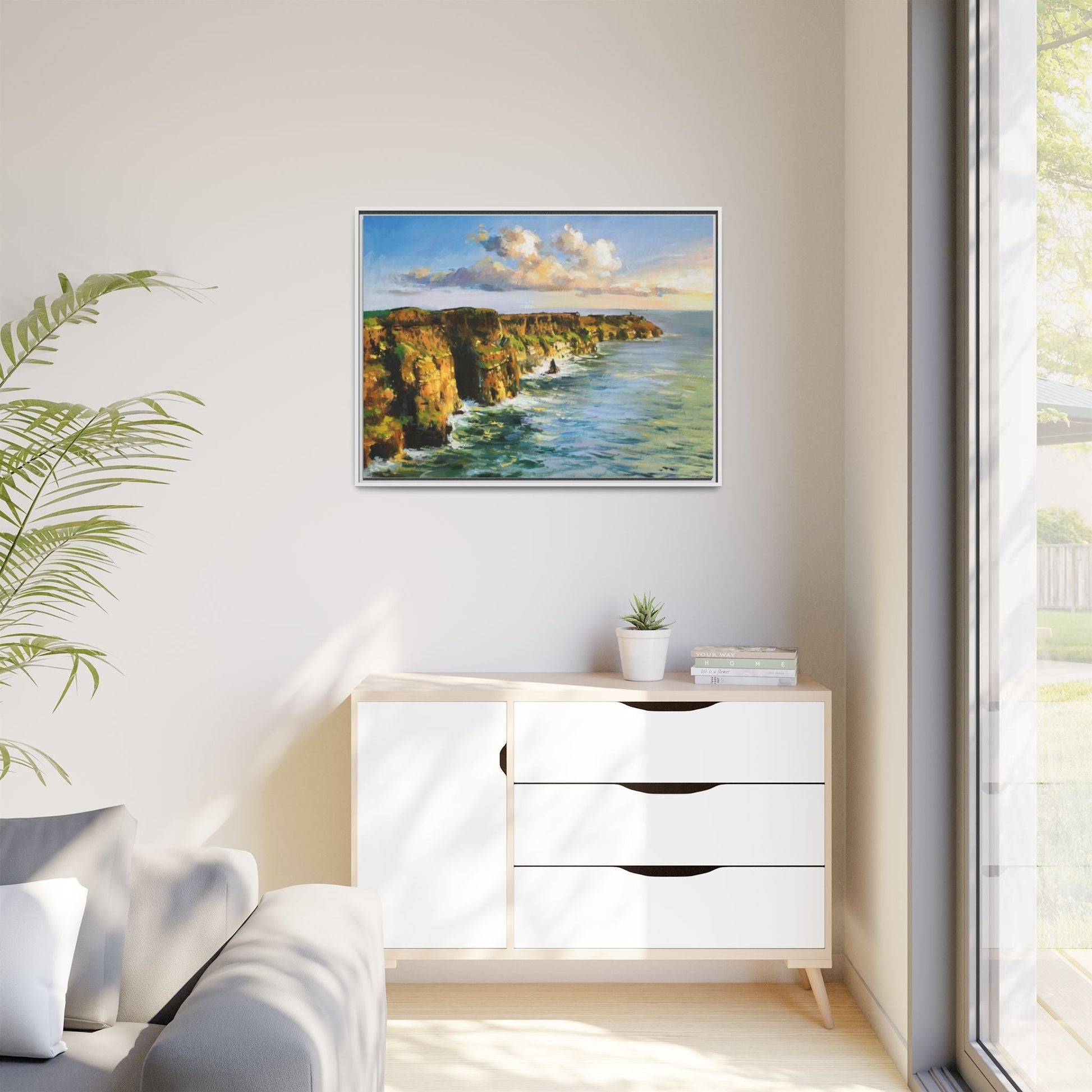 Cliffs of Moher wall art showcasing the dramatic Irish coastline, printed on high-quality canvas to bring natural beauty into your home décor.