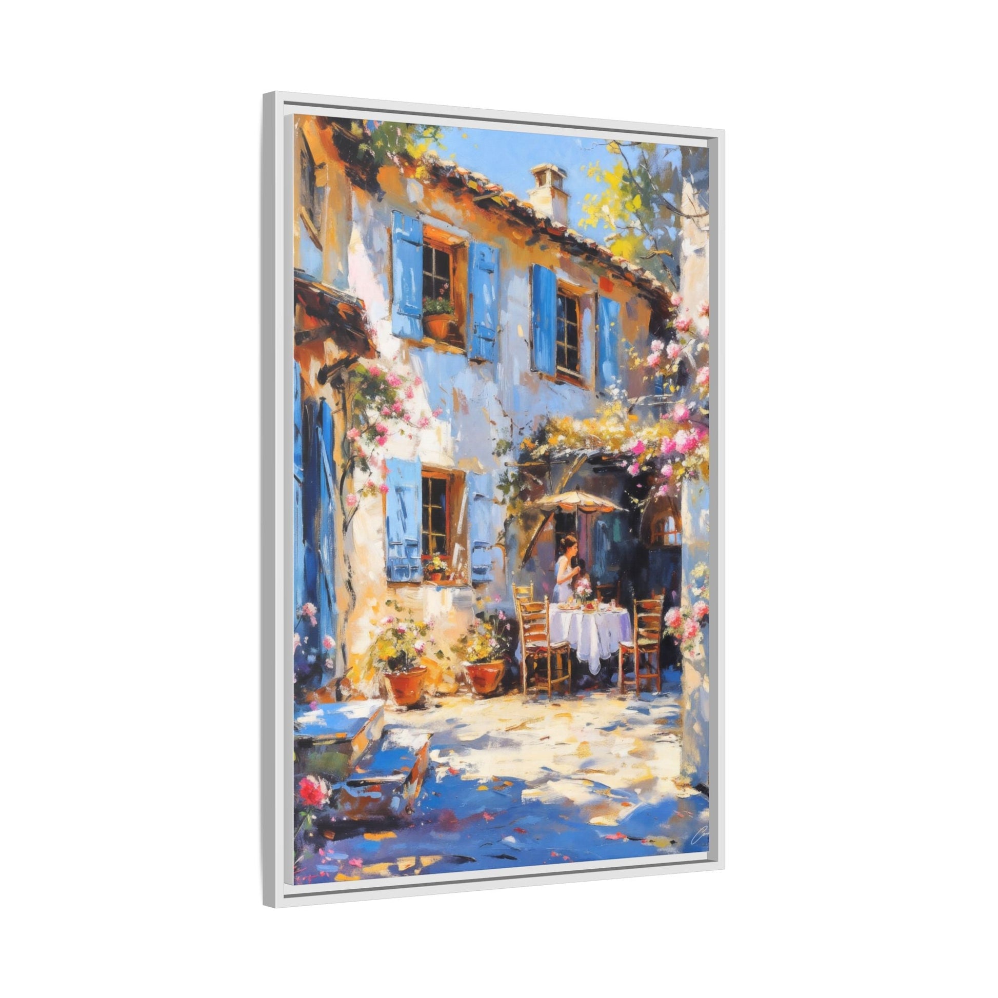 Premium Café Tables Frame with Cotton-Polyester Canvas Print