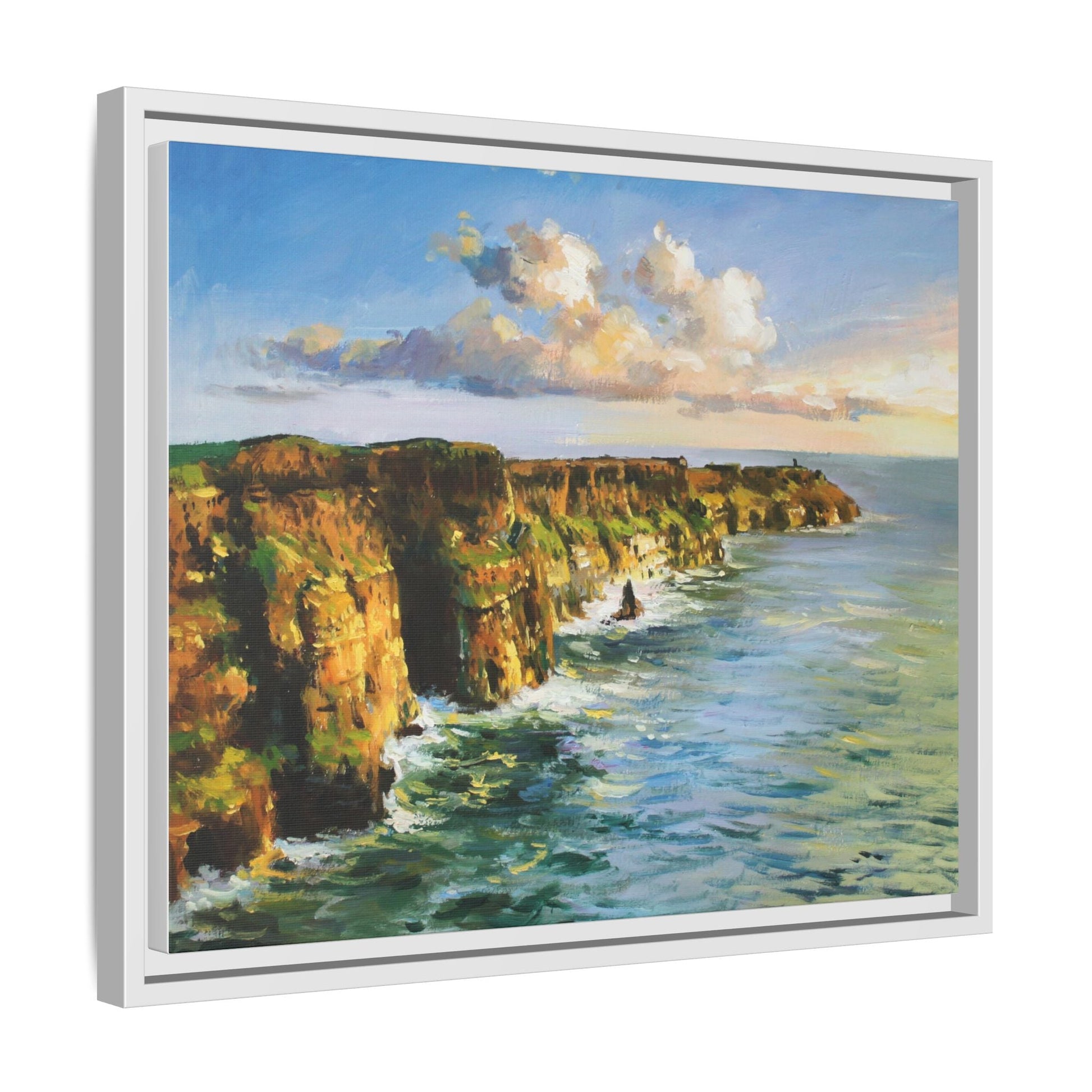 Cliffs of Moher wall art showcasing the dramatic Irish coastline, printed on high-quality canvas to bring natural beauty into your home décor.