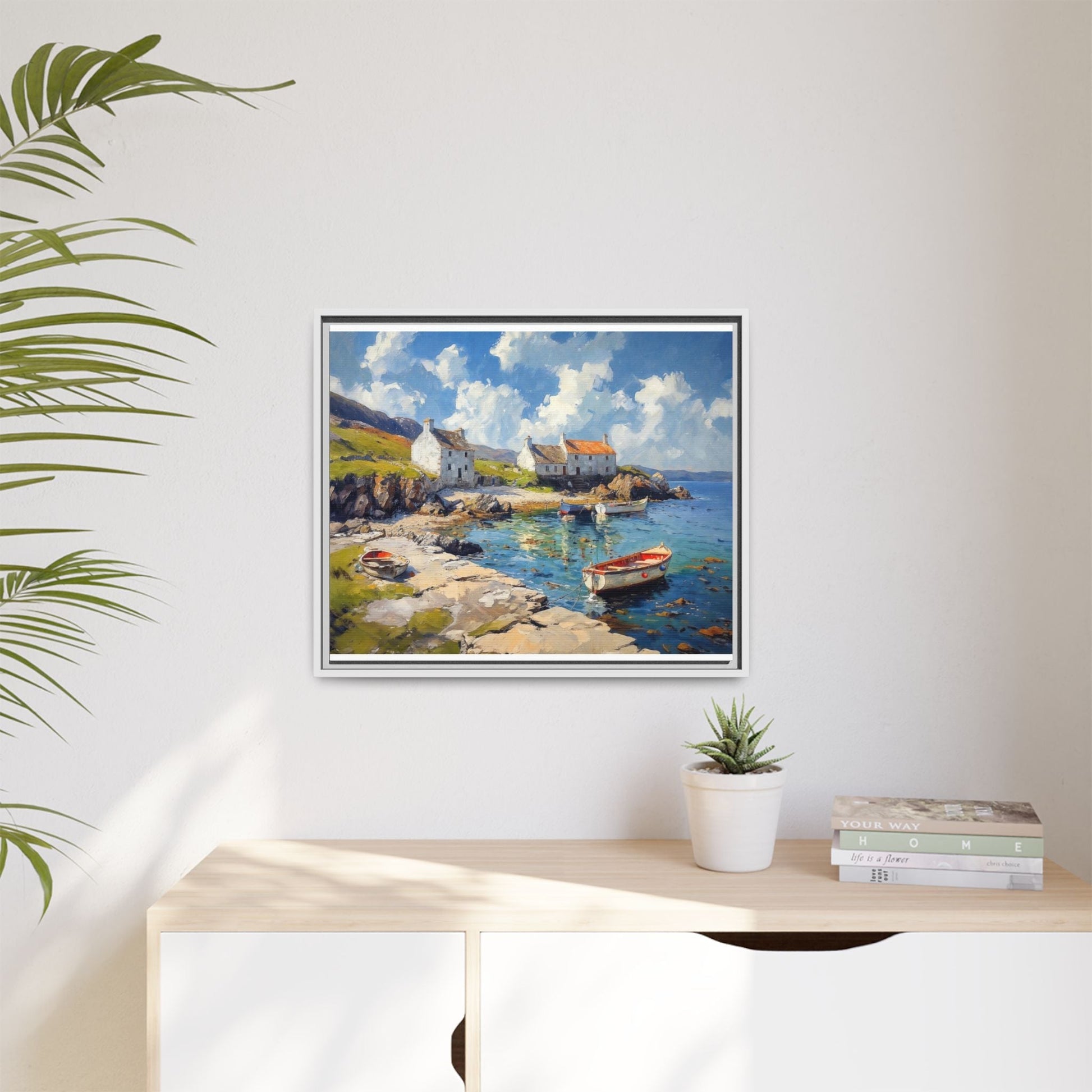 Island Harbour Coastal Landscape - Serene Wall Art Print for Home Décor