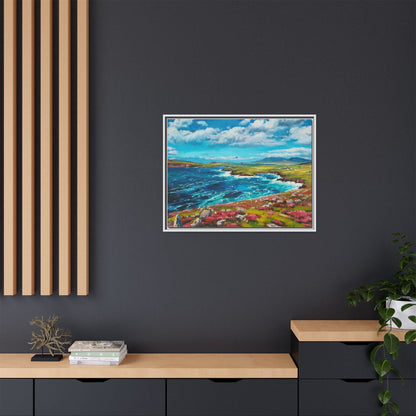 Dingle Peninsula wall art featuring a scenic view of Ireland's rugged coastline, printed on high-quality canvas with a premium frame.