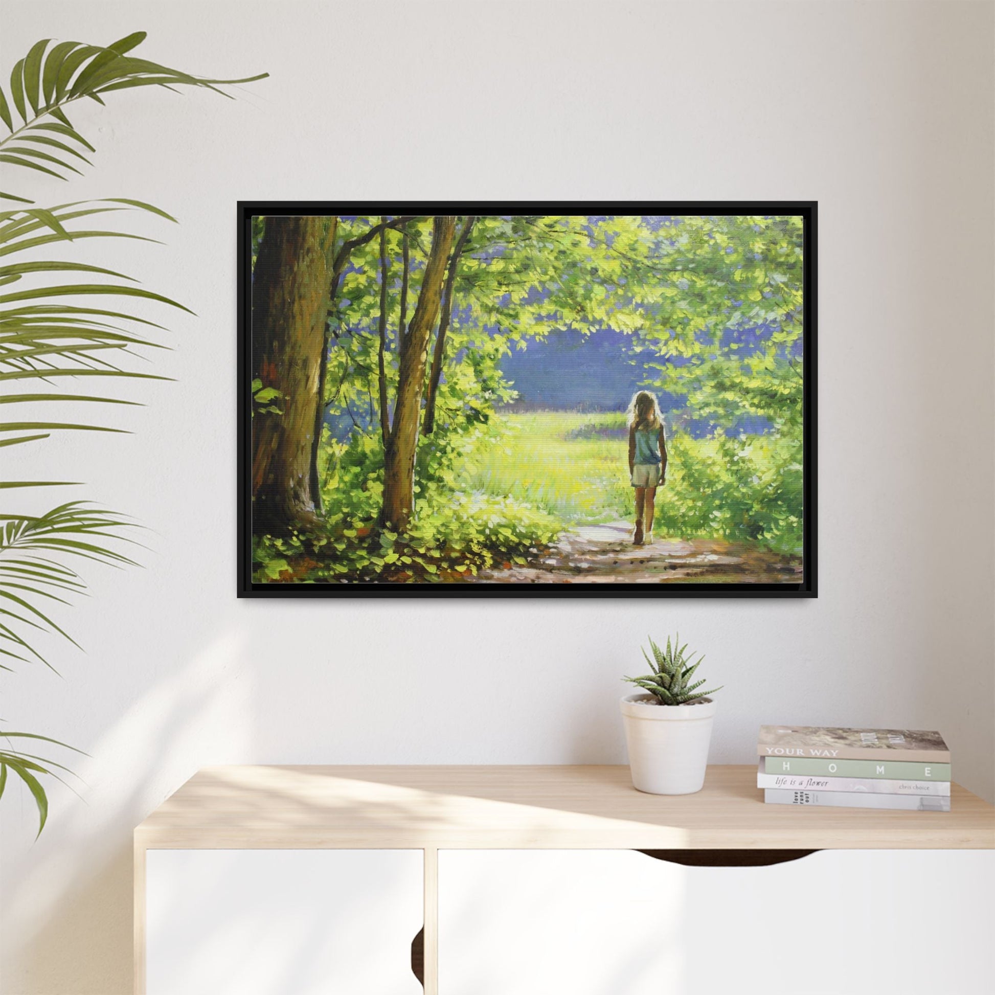 INTO THE LIGHT 11 – A captivating artwork featuring a luminous scene that evokes a sense of depth, movement, and serenity, framed in premium pinewood for timeless décor.