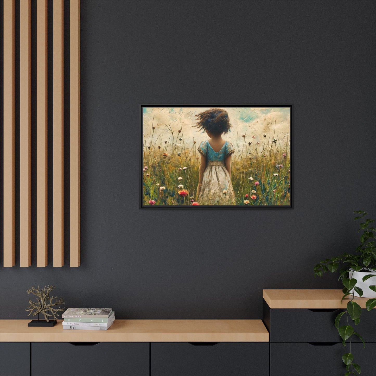 Young Girl In Flowers Wall Art - Graceful Portrait of Girl Surrounded by Flowers for Home Décor