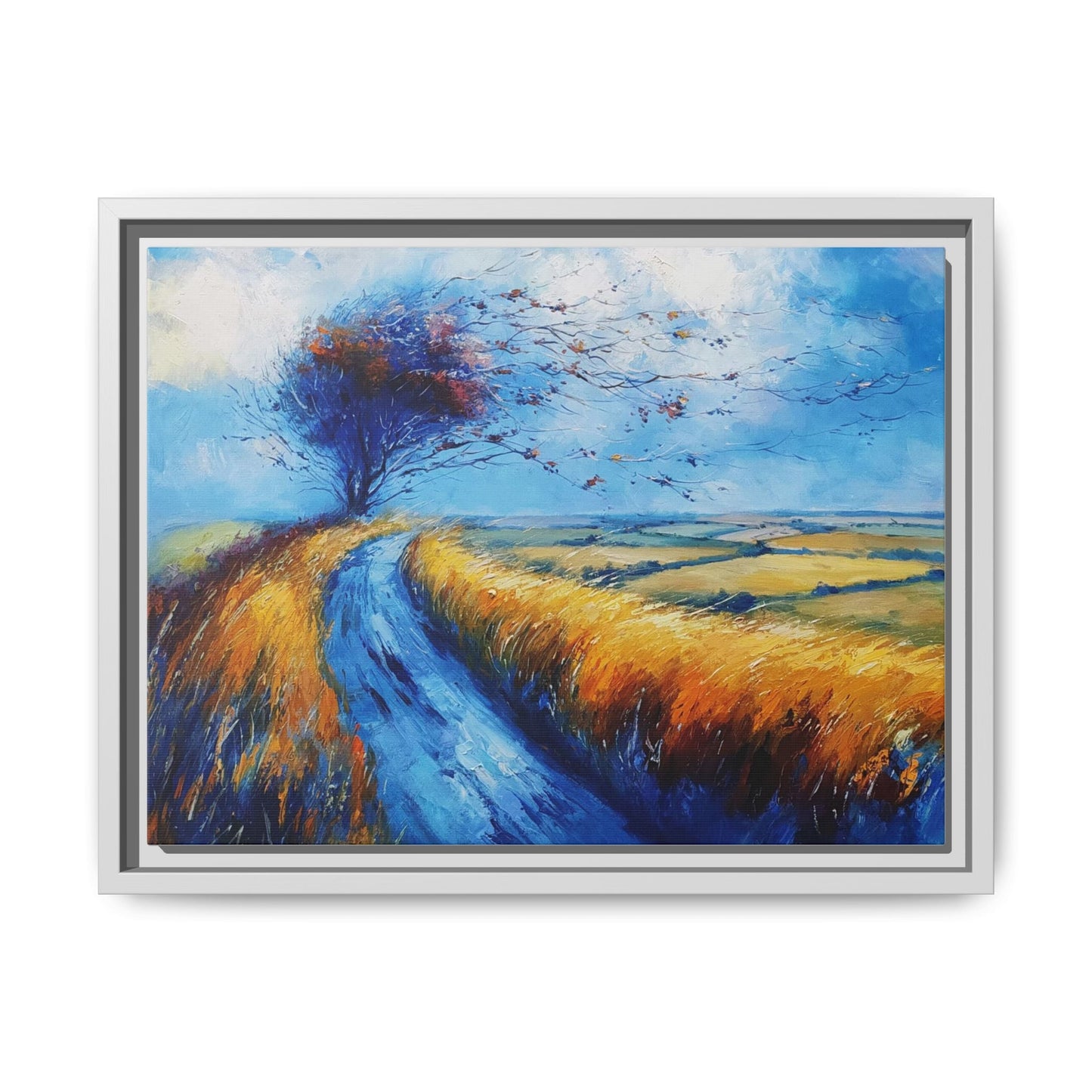 Autumn Leaves Scattering A Premium Pinewood Art Frame for Timeless Décor