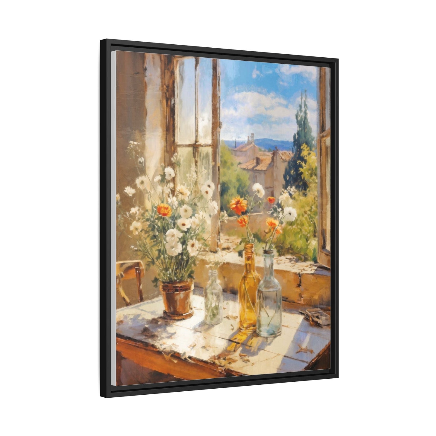 Summer Window – Elegant pinewood-framed wall art featuring a high-quality cotton-polyester canvas with vibrant colors and a timeless design.