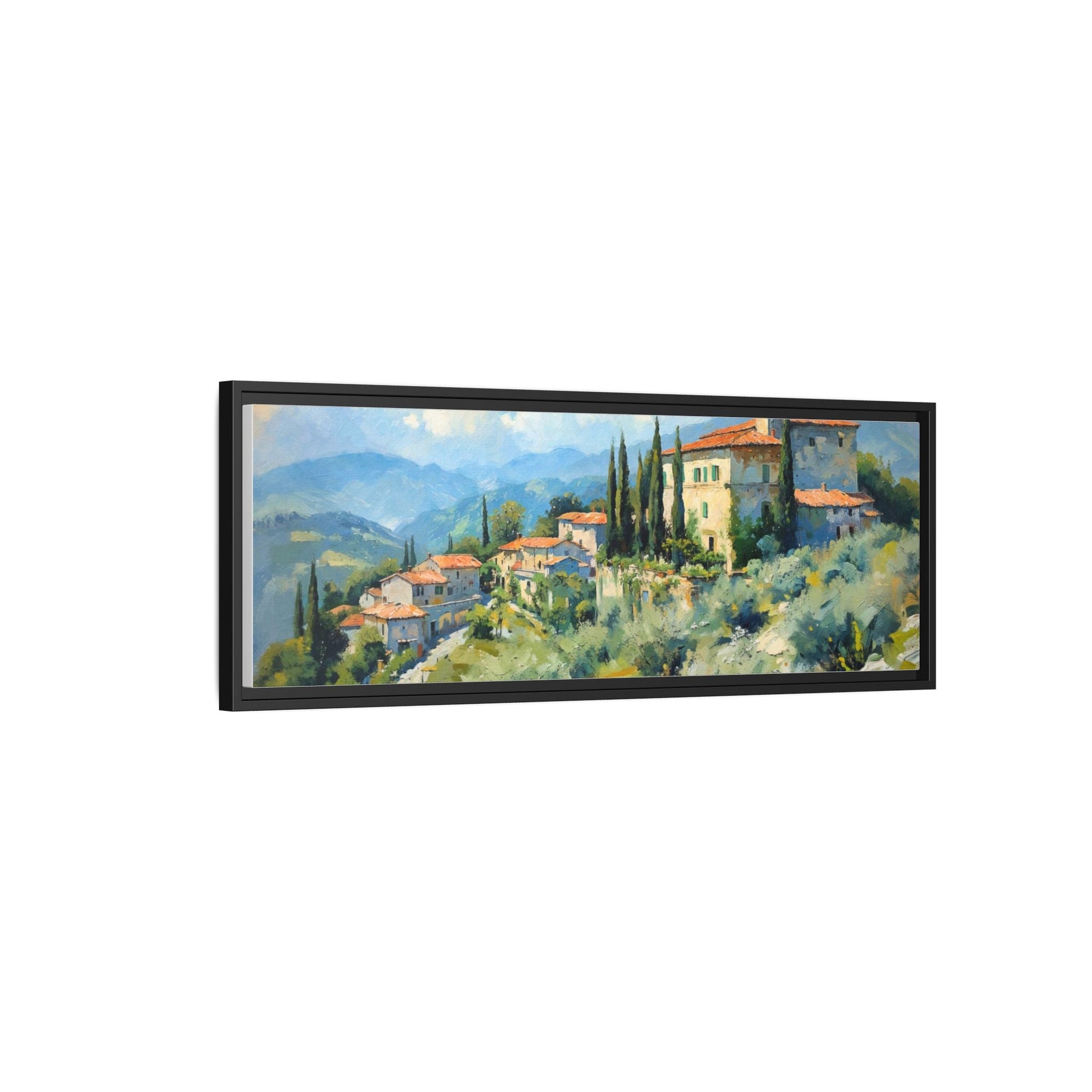 Tuscan Village on Hill - Captivating Italian Landscape Canvas Print for Timeless Home Décor