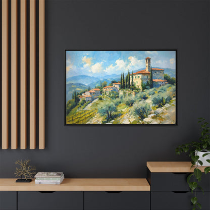 Tuscan Village on Hill - Captivating Italian Landscape Canvas Print for Timeless Home Décor