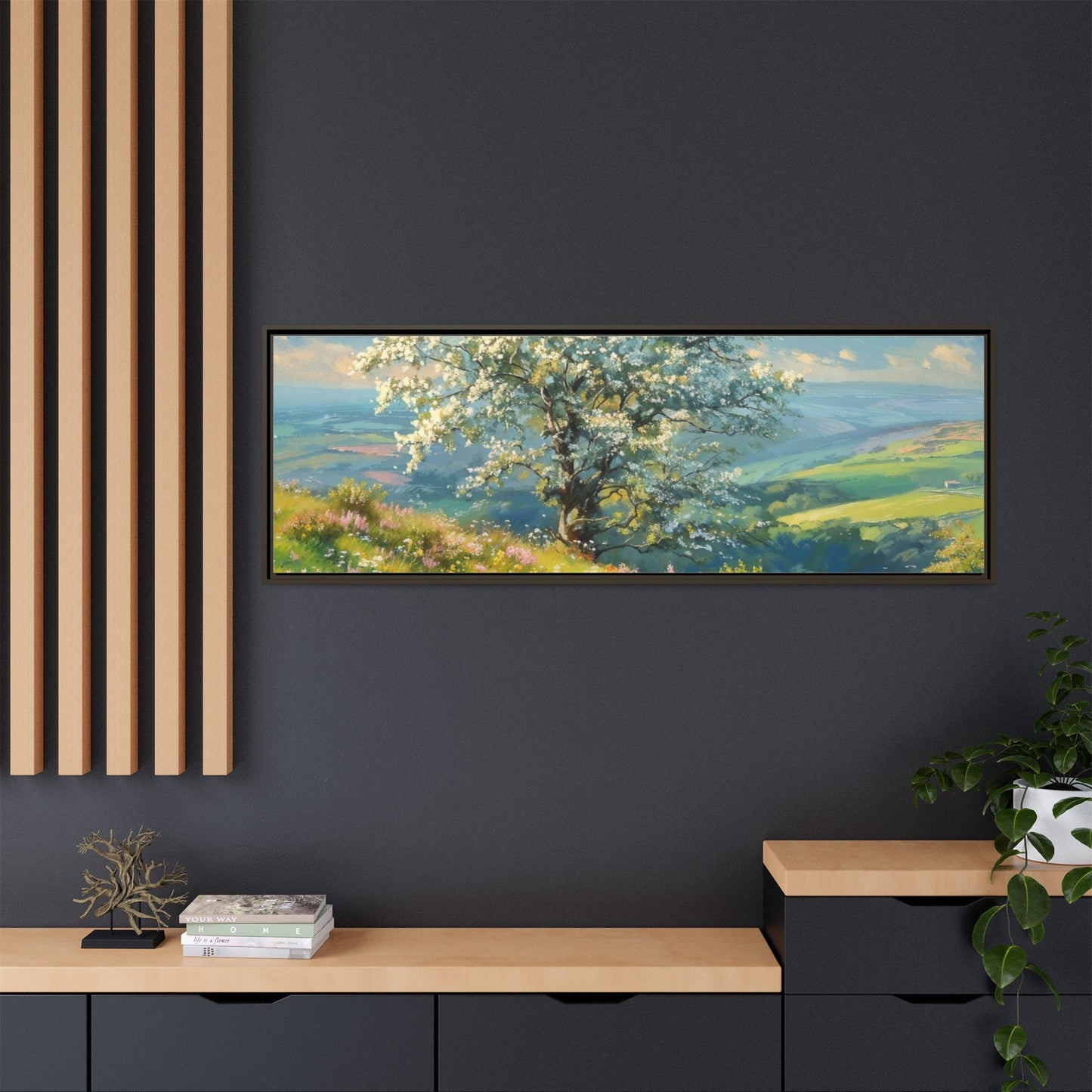 Whitethorn in Bloom wall art featuring a vibrant scene of blooming whitethorn trees, printed on high-quality canvas for a natural and timeless décor.