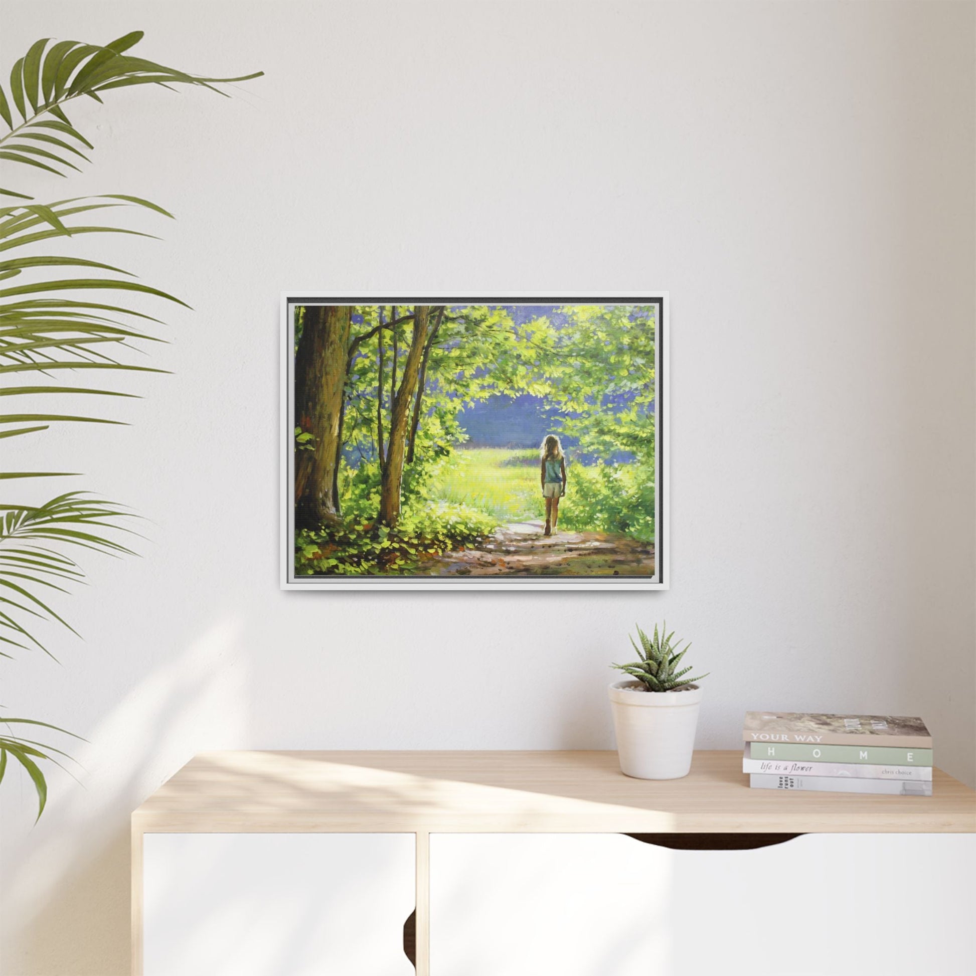 INTO THE LIGHT 11 – A captivating artwork featuring a luminous scene that evokes a sense of depth, movement, and serenity, framed in premium pinewood for timeless décor.