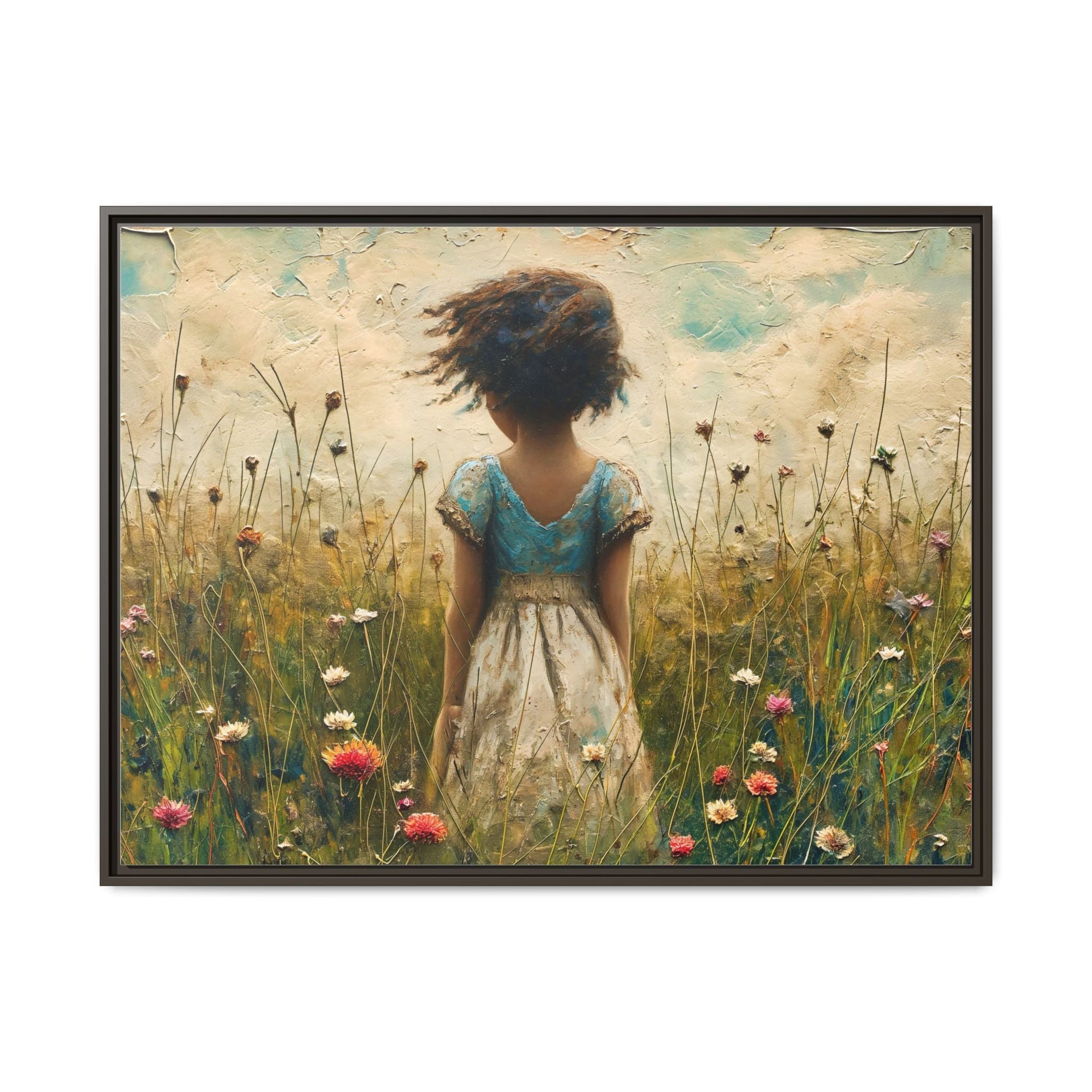 Young Girl In Flowers Wall Art - Graceful Portrait of Girl Surrounded by Flowers for Home Décor