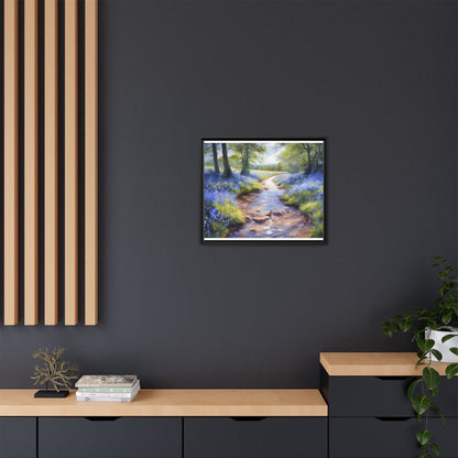 Bluebell Stream Wall Art - Serene Nature Landscape Canvas Print