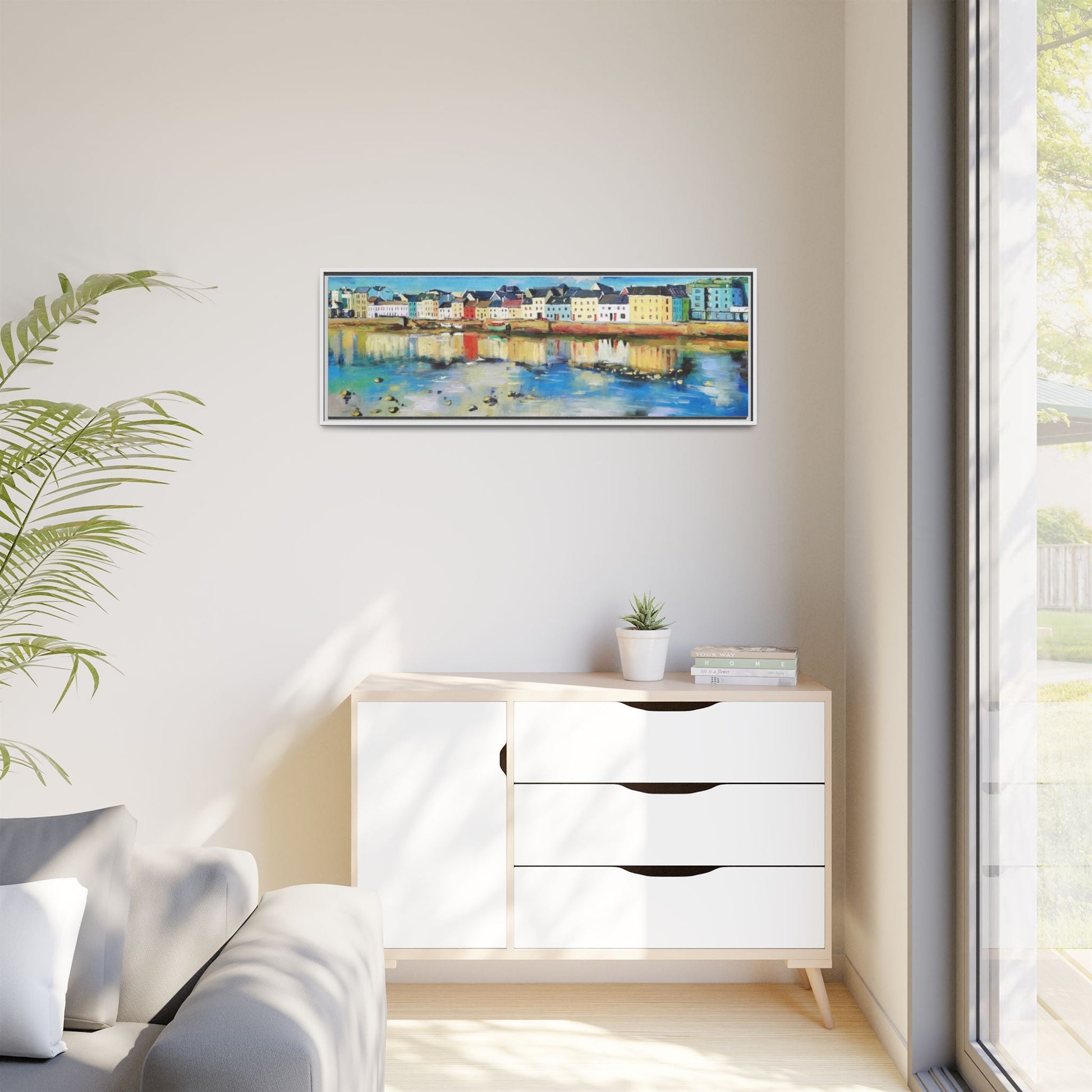 Galway Reflections wall art featuring serene Irish landscapes and water reflections, framed in premium quality wood.