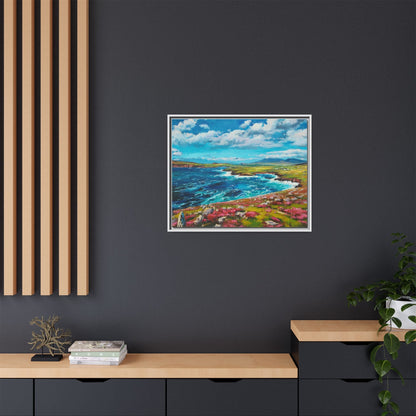 Dingle Peninsula wall art featuring a scenic view of Ireland's rugged coastline, printed on high-quality canvas with a premium frame.