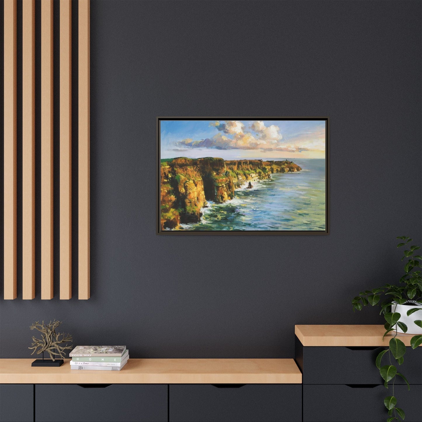 Cliffs of Moher wall art showcasing the dramatic Irish coastline, printed on high-quality canvas to bring natural beauty into your home décor.