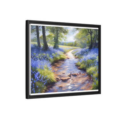 Bluebell Stream Wall Art - Serene Nature Landscape Canvas Print