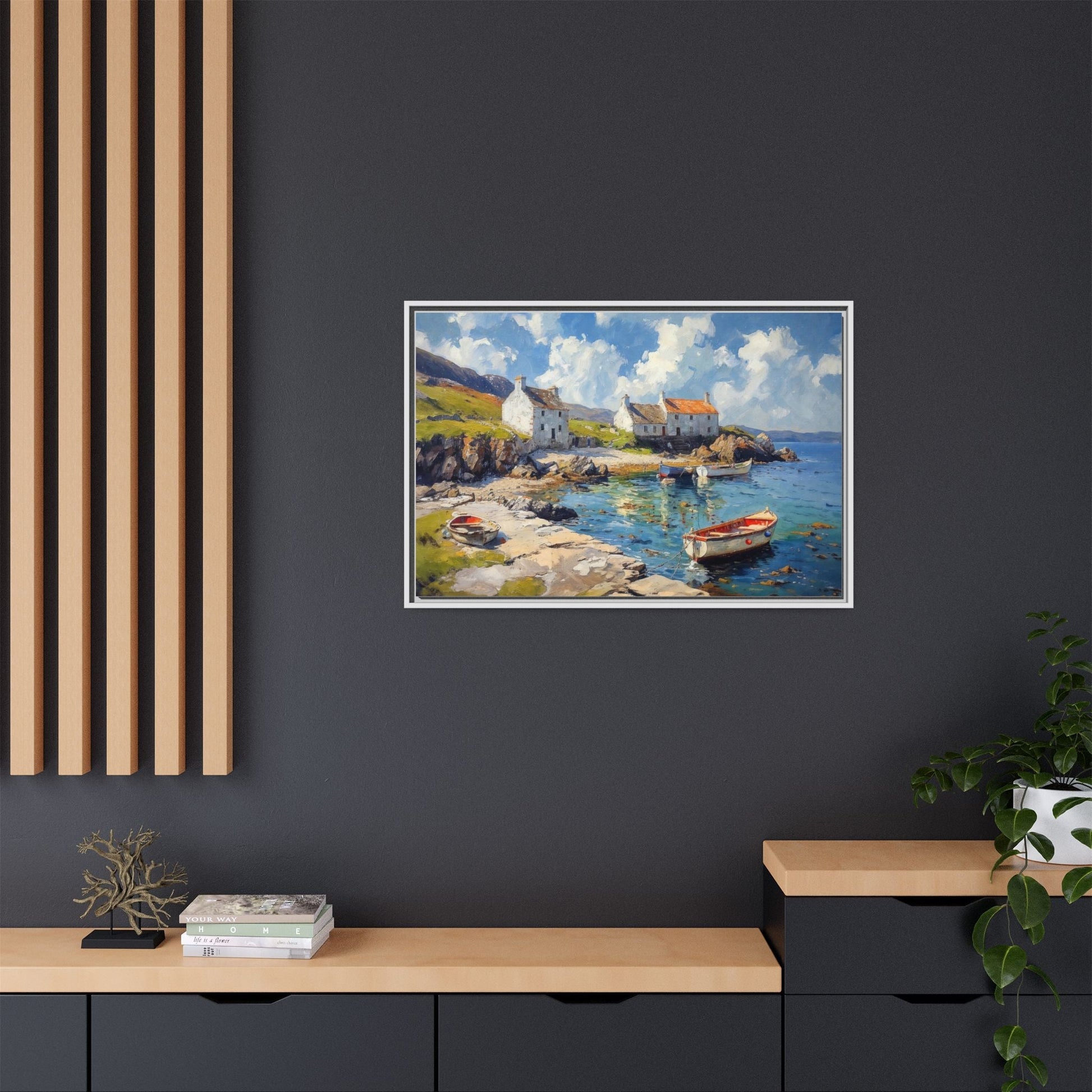 Island Harbour Coastal Landscape - Serene Wall Art Print for Home Décor