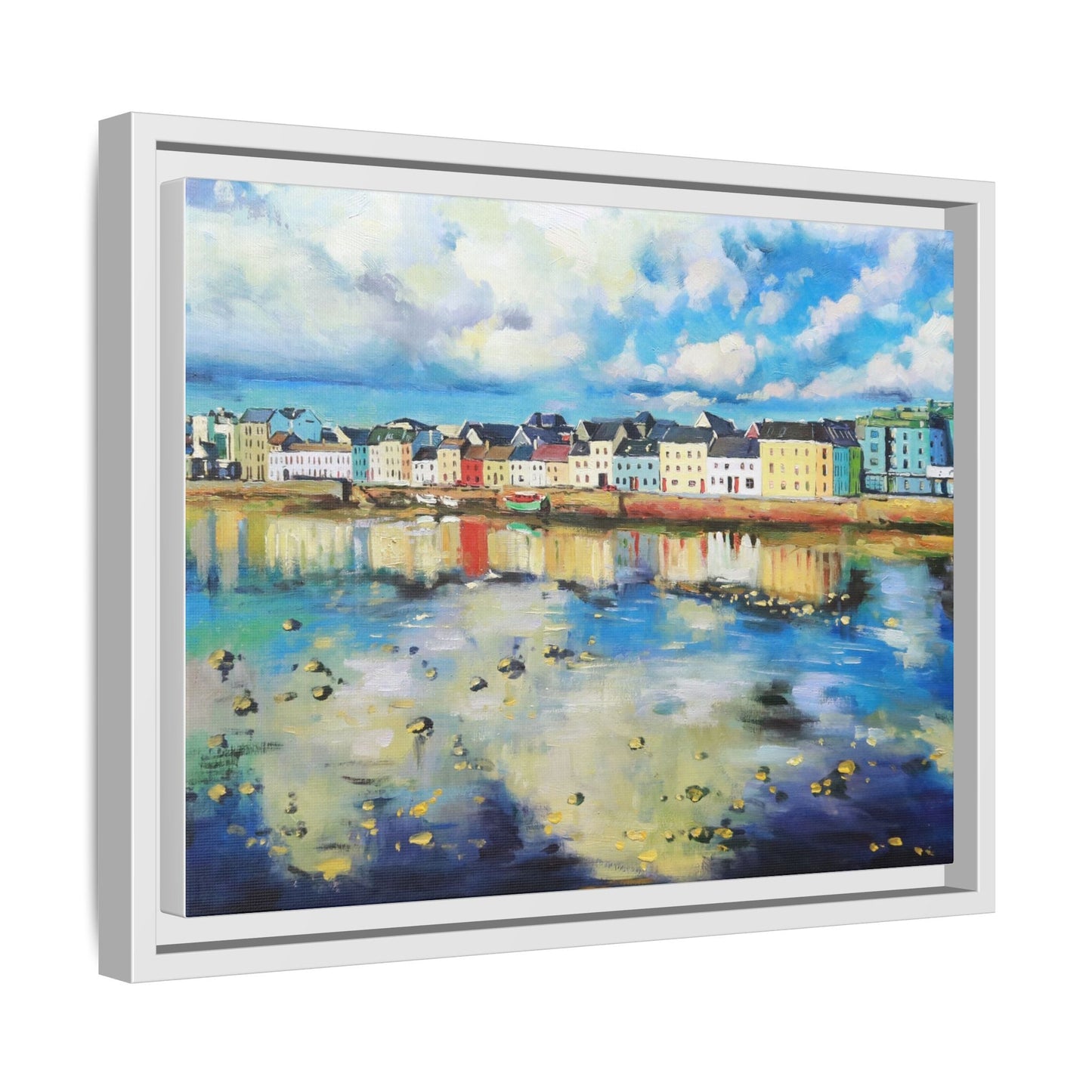 Galway Reflections wall art featuring serene Irish landscapes and water reflections, framed in premium quality wood.