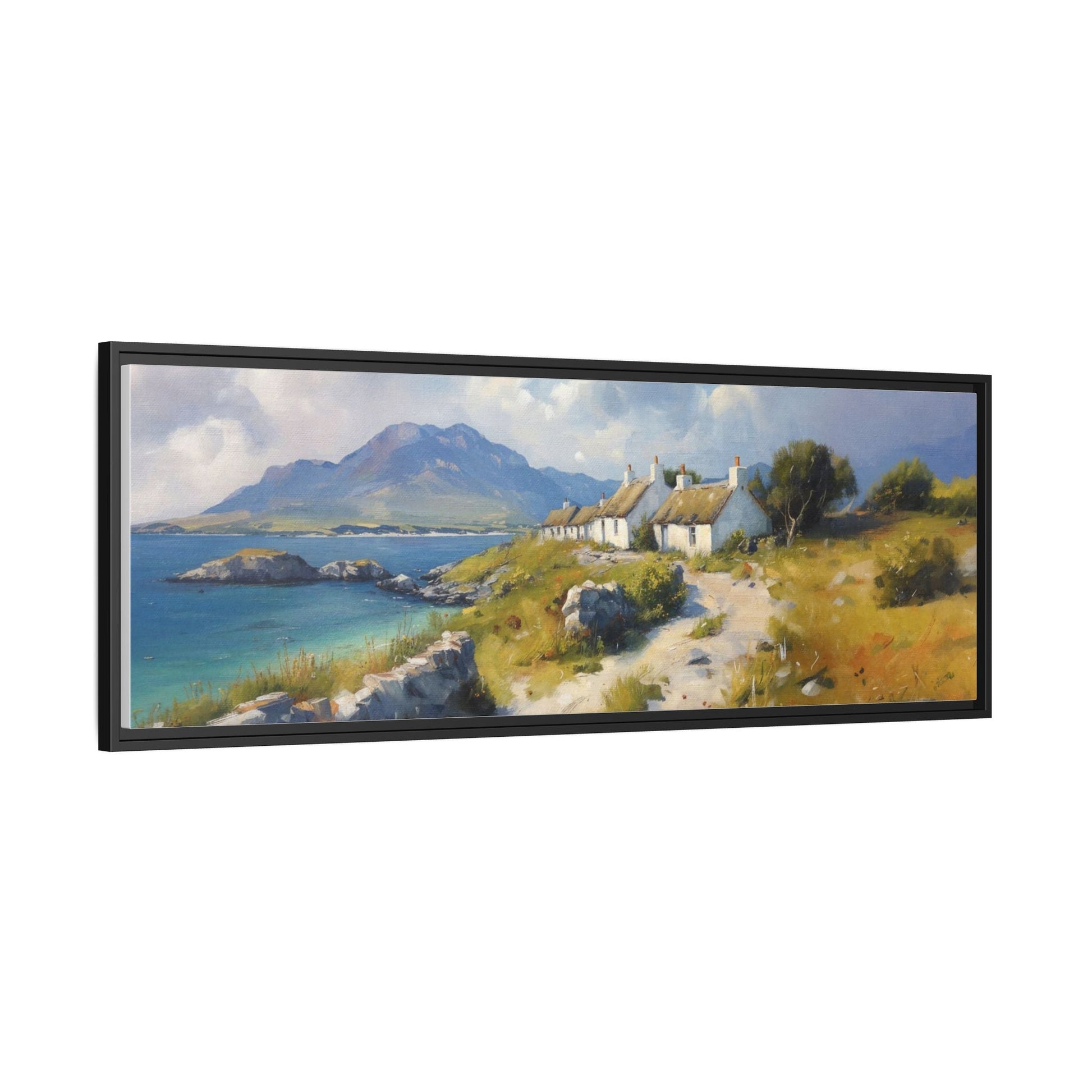 Blustery Day wall art featuring a dramatic wind-swept landscape in a pinewood frame.