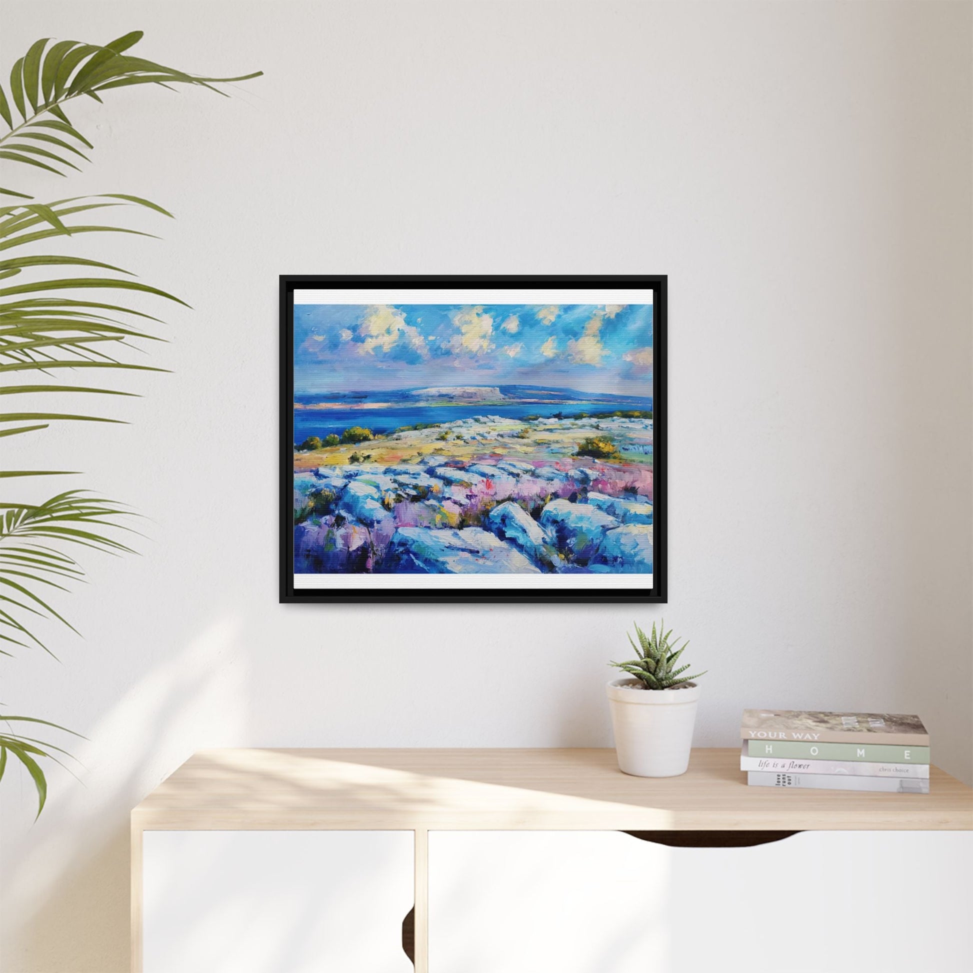 Burren 3 wall art featuring a scenic view of the Burren region in Ireland, printed on high-quality canvas with a premium frame for timeless décor