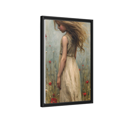 Young Girl In Flowers – Elegant pinewood-framed wall art featuring a high-quality cotton-polyester canvas with vibrant colors and a timeless design.