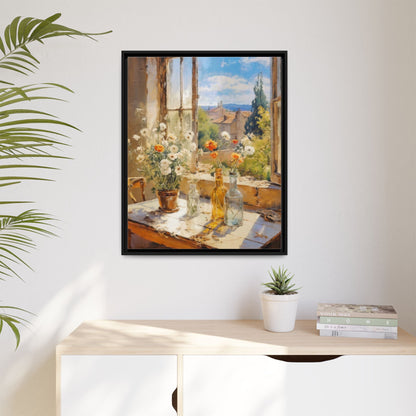 Summer Window – Elegant pinewood-framed wall art featuring a high-quality cotton-polyester canvas with vibrant colors and a timeless design.