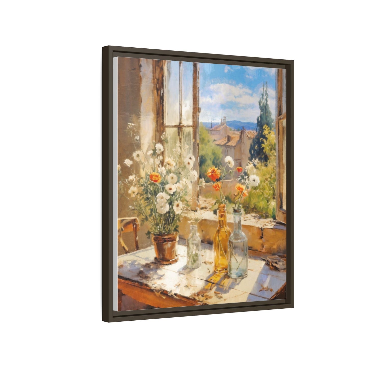 Summer Window – Elegant pinewood-framed wall art featuring a high-quality cotton-polyester canvas with vibrant colors and a timeless design.