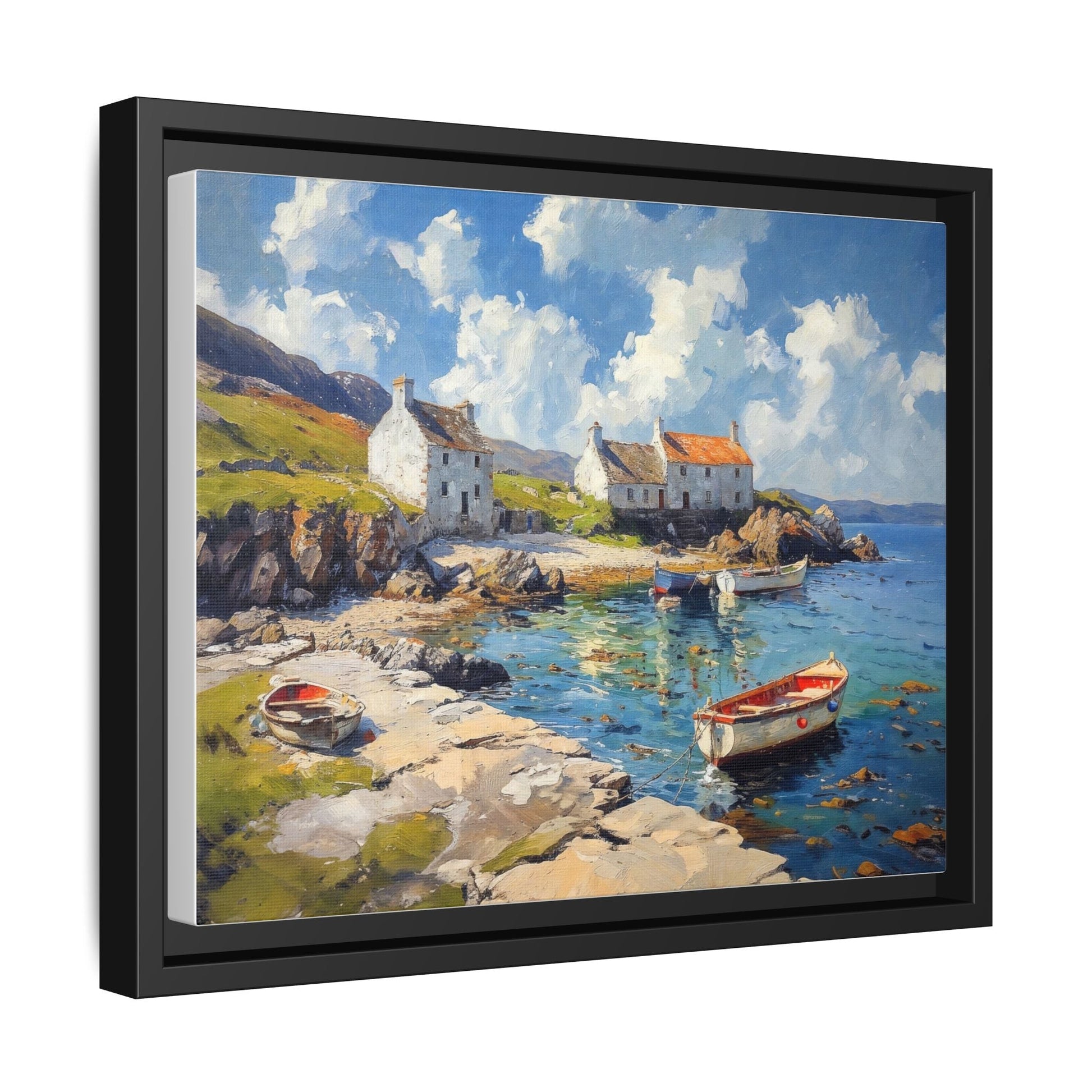 Island Harbour Coastal Landscape - Serene Wall Art Print for Home Décor