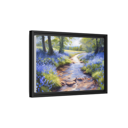 Bluebell Stream Wall Art - Serene Nature Landscape Canvas Print