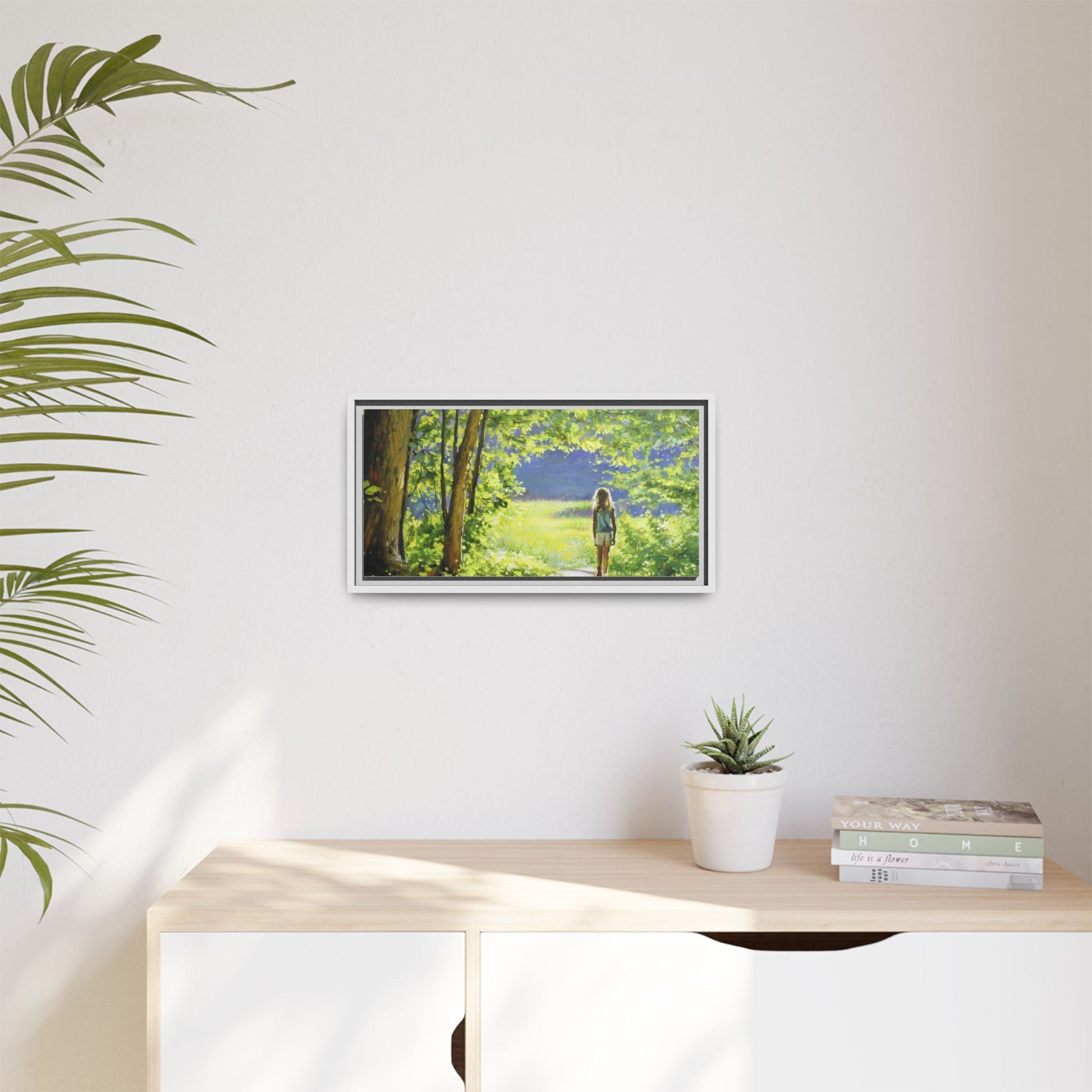 INTO THE LIGHT 11 – A captivating artwork featuring a luminous scene that evokes a sense of depth, movement, and serenity, framed in premium pinewood for timeless décor.