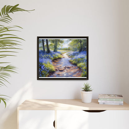 Bluebell Stream Wall Art - Serene Nature Landscape Canvas Print