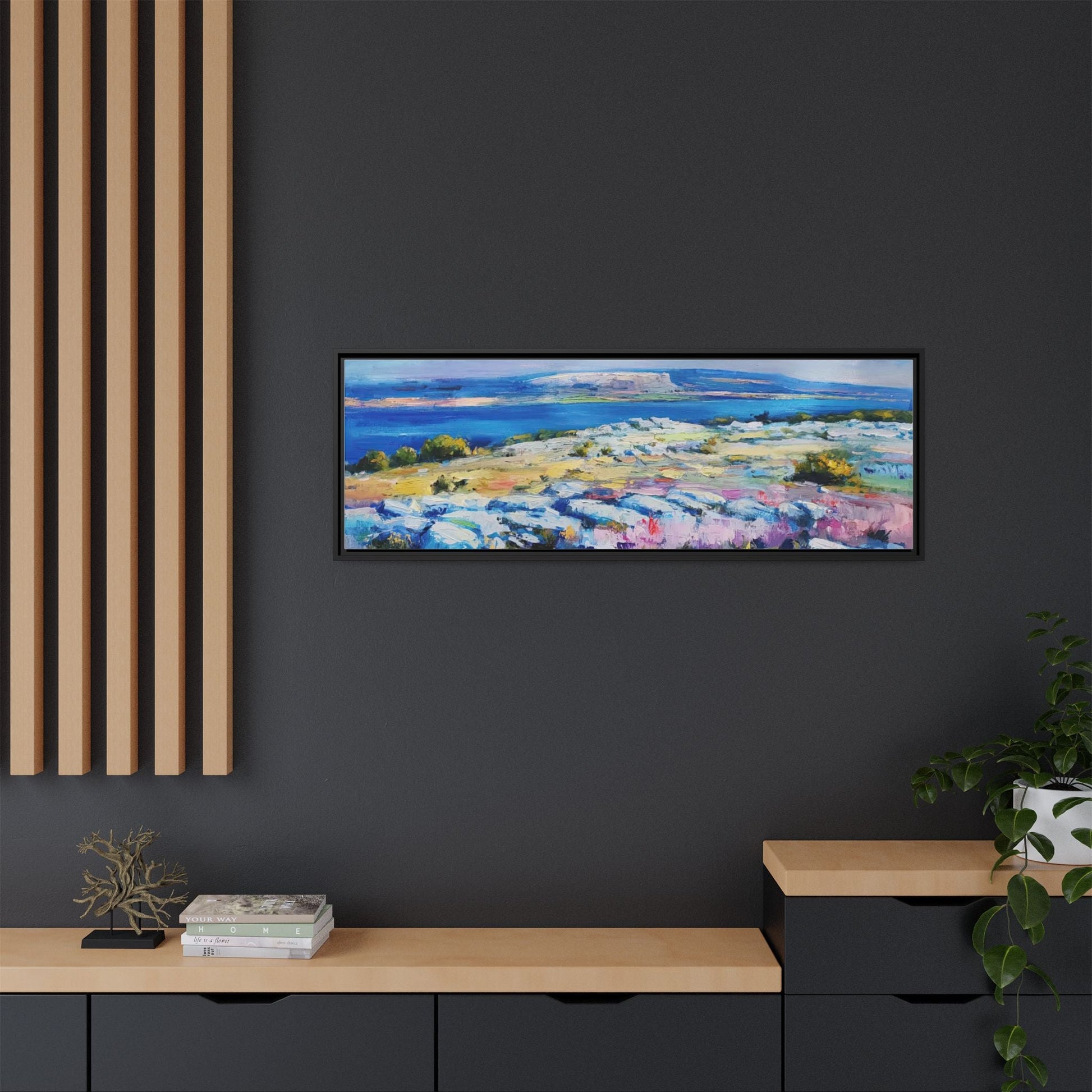 Burren 3 wall art featuring a scenic view of the Burren region in Ireland, printed on high-quality canvas with a premium frame for timeless décor