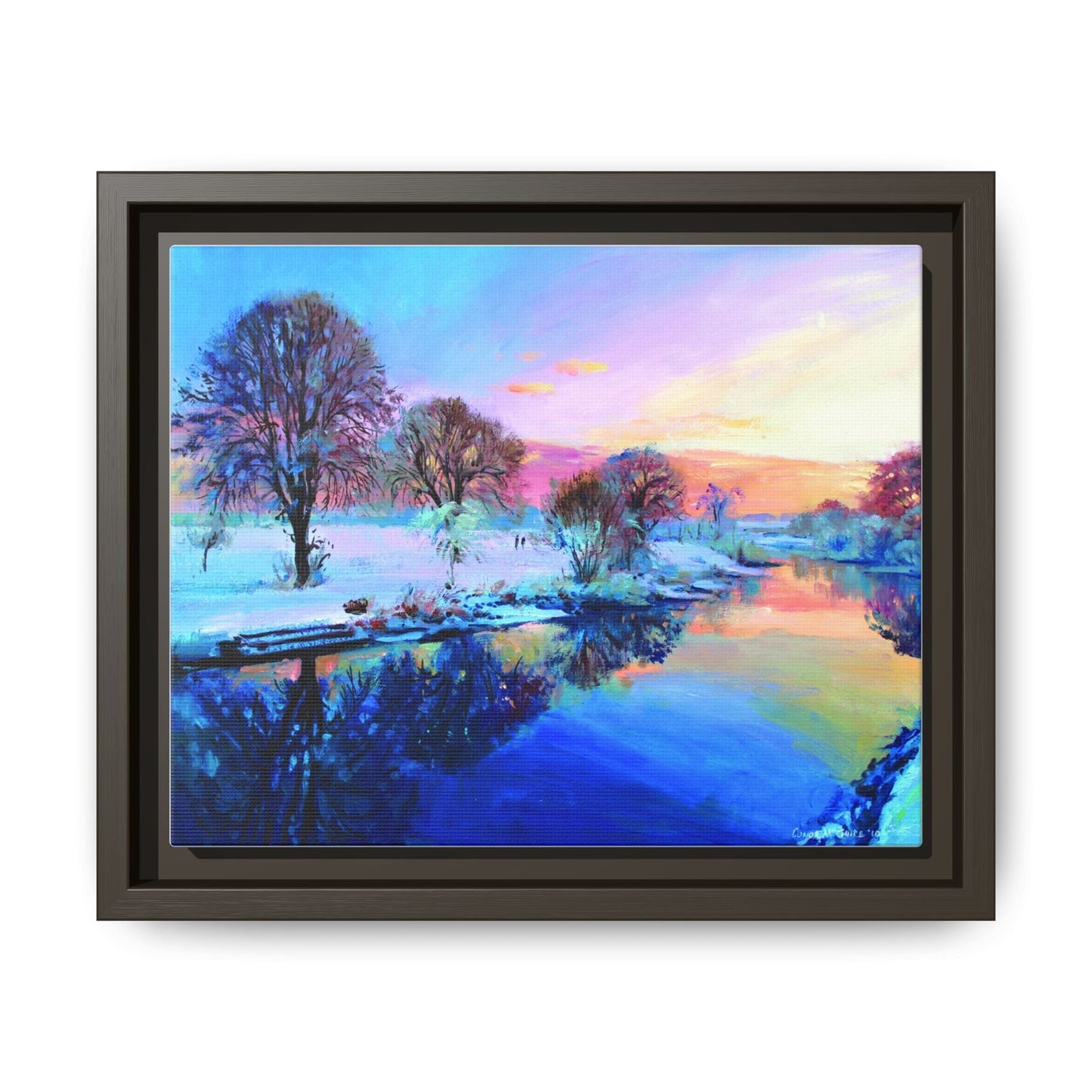 Winter Trees framed art – Premium pinewood frame with a cotton-polyester canvas print, featuring a protective coating for lasting beauty and timeless décor.