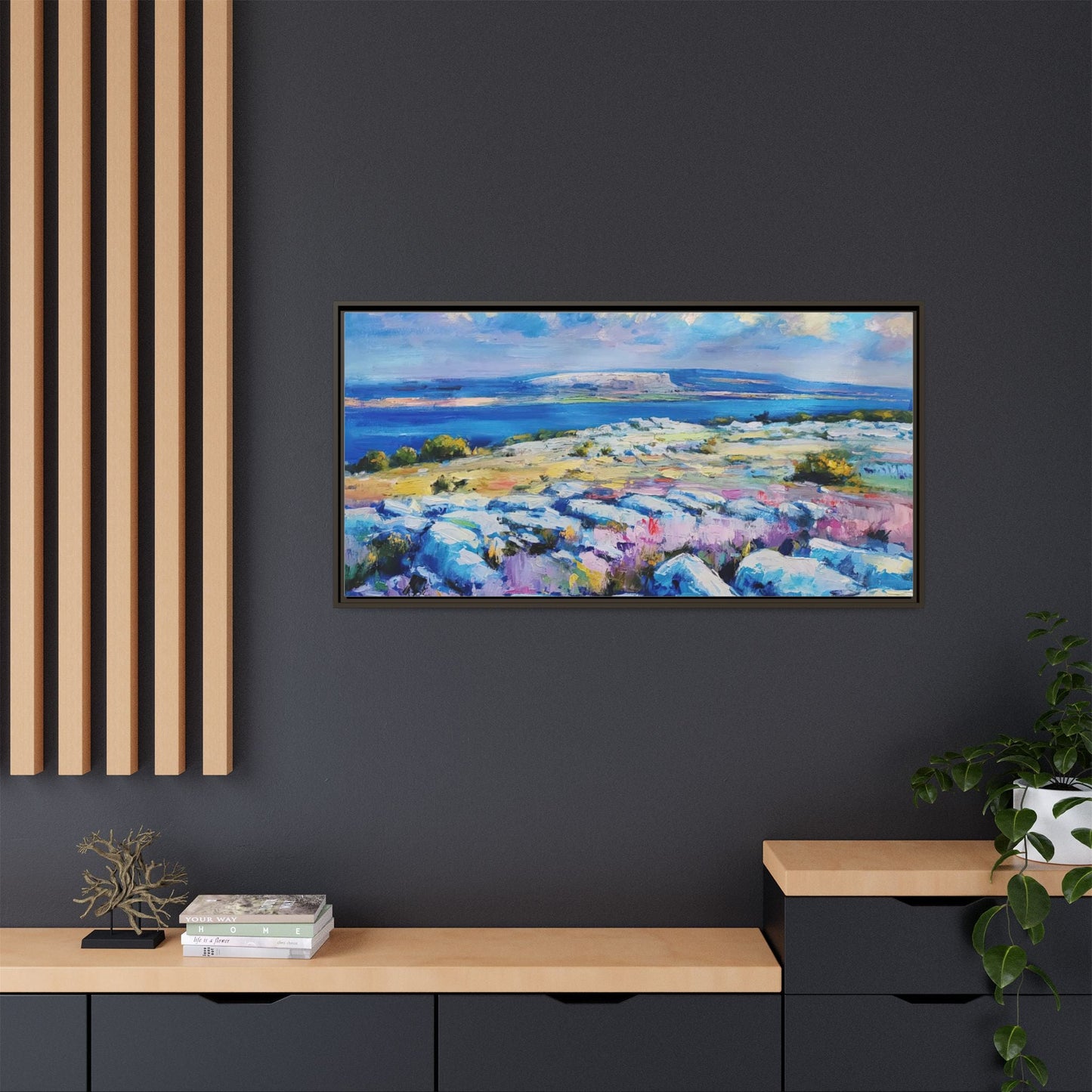 Burren 3 wall art featuring a scenic view of the Burren region in Ireland, printed on high-quality canvas with a premium frame for timeless décor