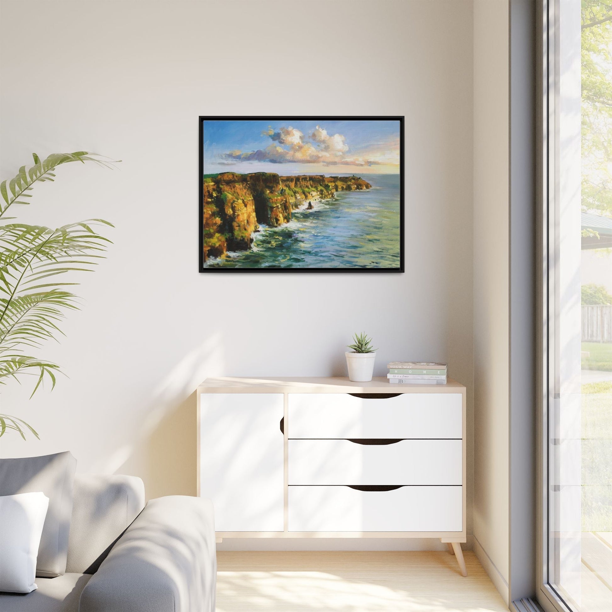 Cliffs of Moher wall art showcasing the dramatic Irish coastline, printed on high-quality canvas to bring natural beauty into your home décor.