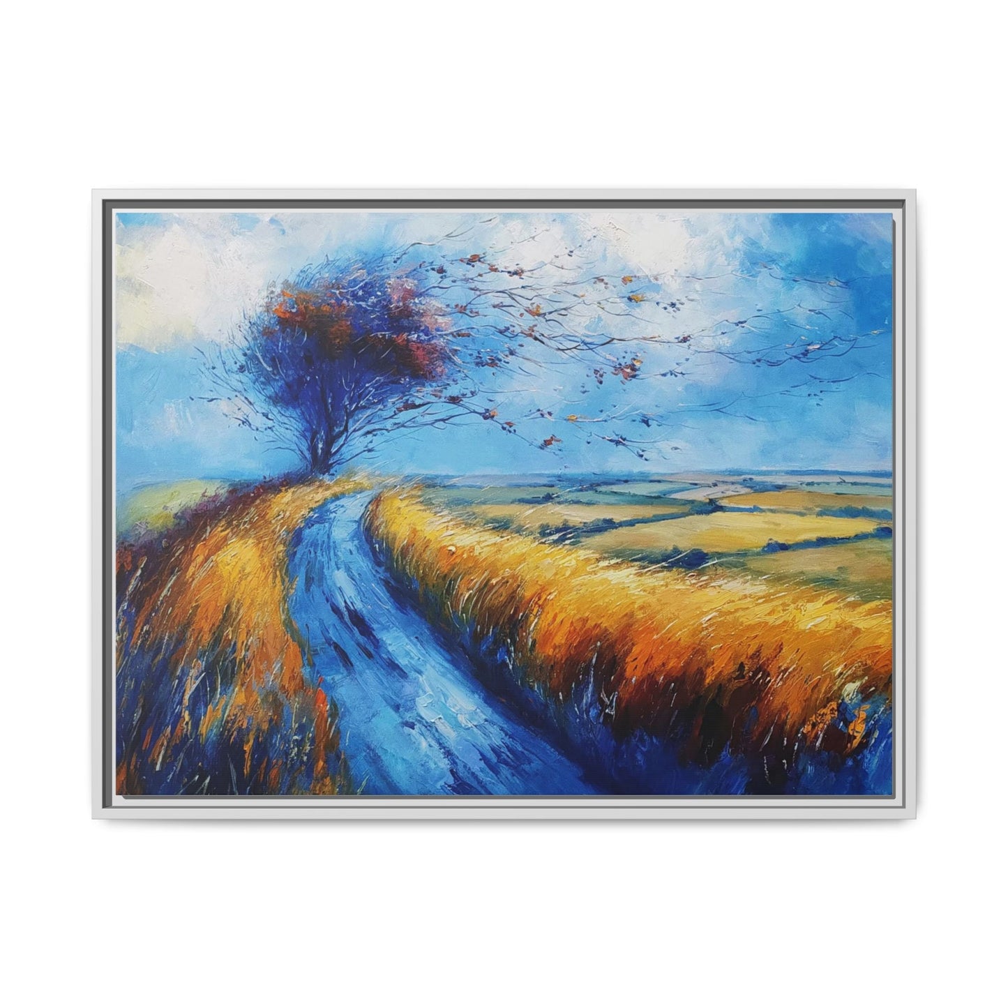 Autumn Leaves Scattering A Premium Pinewood Art Frame for Timeless Décor