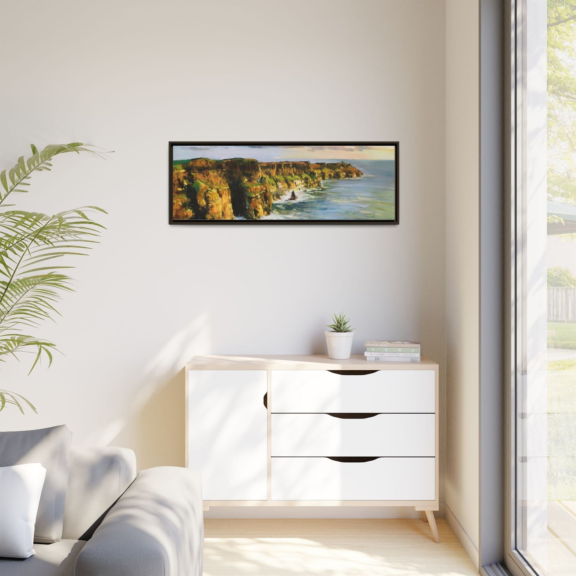 Cliffs of Moher wall art showcasing the dramatic Irish coastline, printed on high-quality canvas to bring natural beauty into your home décor.