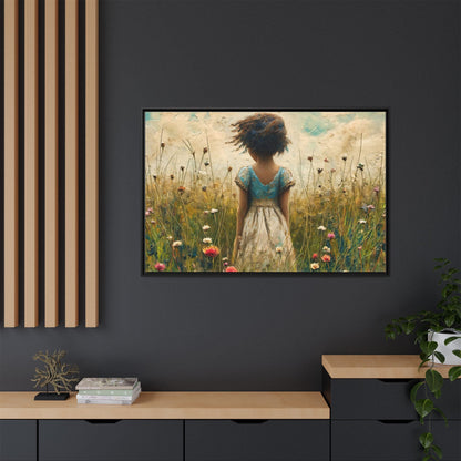 Young Girl In Flowers Wall Art - Graceful Portrait of Girl Surrounded by Flowers for Home Décor