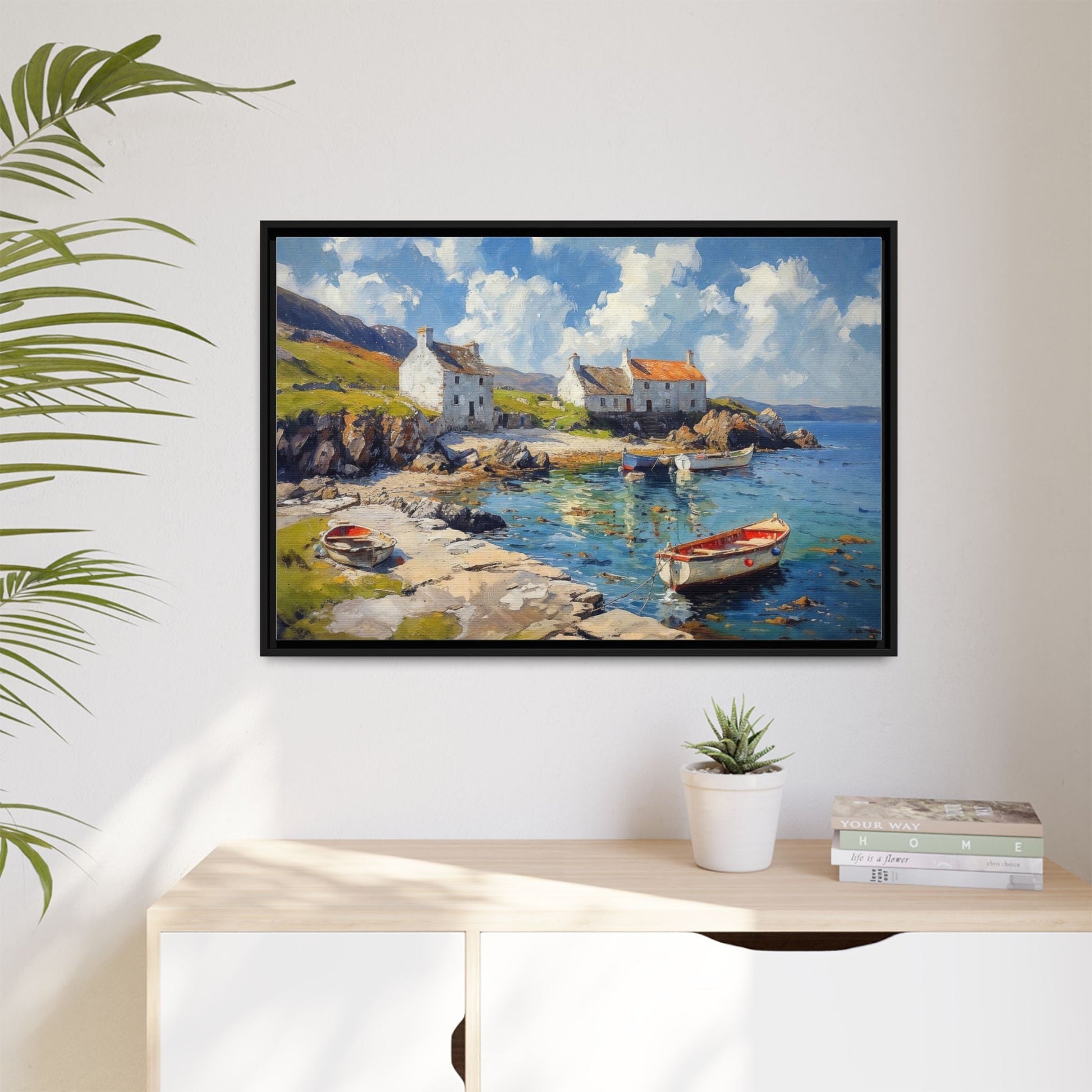 Island Harbour Coastal Landscape - Serene Wall Art Print for Home Décor