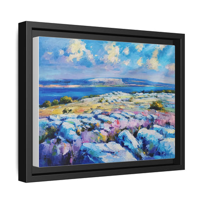 Burren 3 wall art featuring a scenic view of the Burren region in Ireland, printed on high-quality canvas with a premium frame for timeless décor