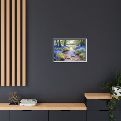 Bluebell Stream Wall Art - Serene Nature Landscape Canvas Print